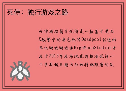 死侍：独行游戏之路